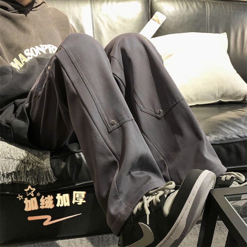 2024冬款全棉加绒加厚工装裤直筒保暖裤子313A-1-NK79-P65控78,男装休闲裤,星座808A-1