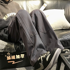 2024冬款全棉加绒加厚工装裤直筒保暖裤子313A-1-NK79-P65控78，男装休闲裤，星座808A-1