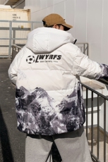 现货雪山款连帽时尚宽松轻薄白鸭绒扎染外套羽绒服R8833P100，男装羽绒服，星座301D-5(原星座1415）