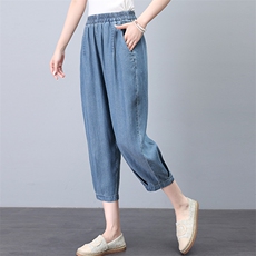 时尚水洗天丝牛仔裤夏季宽松显瘦休闲裤，女装牛仔裤，依恋蒂丝