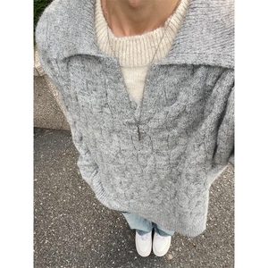 【005】假两件麻花毛衣男毛线衣软糯内搭v领针织衫 A079-Z13-P55图片
