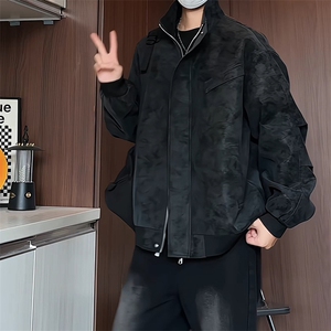 PY2615/P85春装新款现货短款立领皮夹克男雾面皮衣宽松潮外套图片