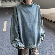 美式高街套头牛仔外套男士韩版潮流个性2024秋冬ins卫衣W5977-P57，男装工装外套，星座412-3