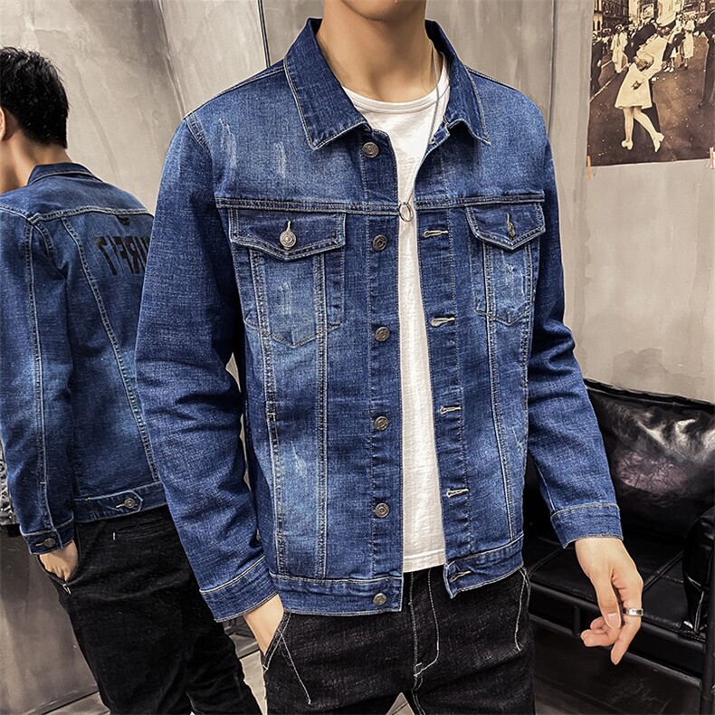 店主风新款牛仔外套男装韩版潮流修身春秋季衣服帅气夹克8198图片