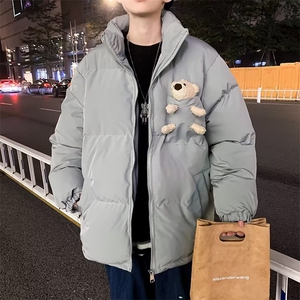 冬季小熊立领宽松加厚情侣面包服外套港风休闲棉衣男 W6077-P66图片