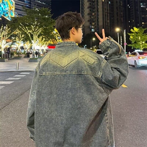 美式潮牌2025春季新款高街牛仔外套男女百搭宽松帅夹克W6270-P77图片