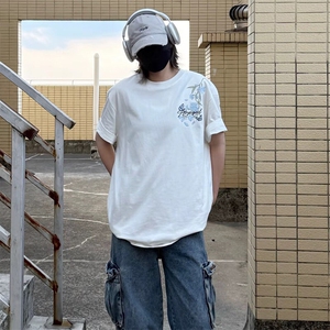 万针全刺绣解构设计260克重磅双纱纯棉高品质美式高街短袖T恤特35图片