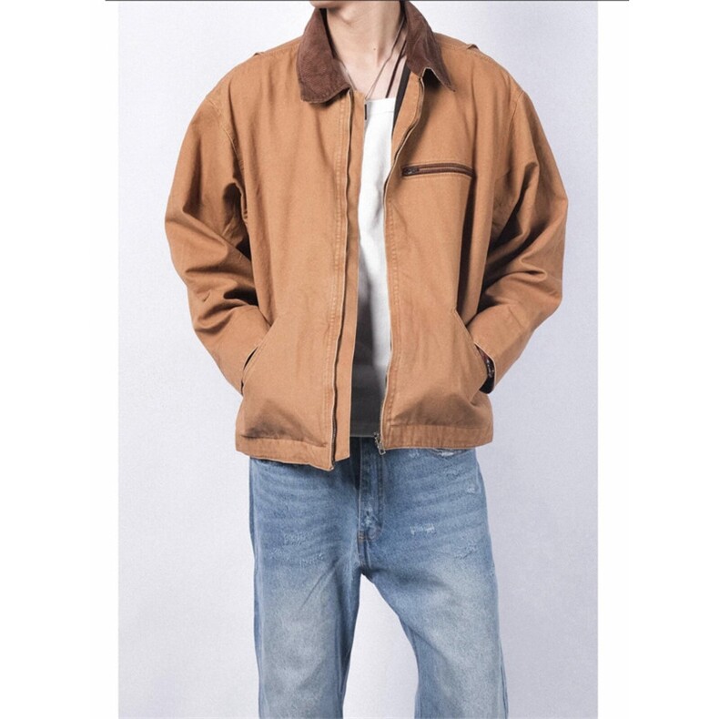 美式复古底特律夹克帆布做旧工装外套男潮流秋上衣310A-4-P11-P82,男装夹克,星座310A-4