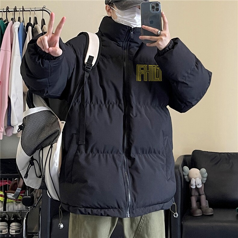 抖音品质潮流字母印花简约宽松立领棉服外套MY23406特批70控118,男装棉衣,星座605(原A050)