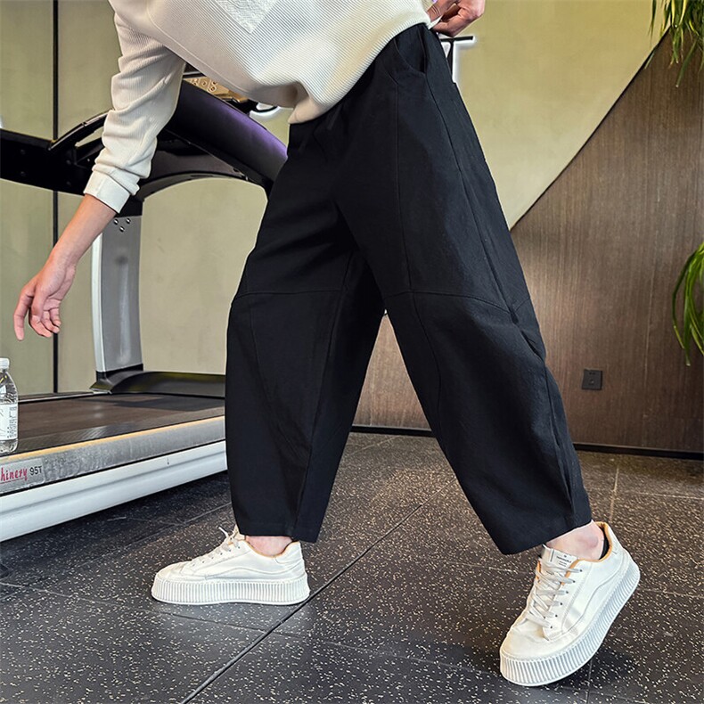 2025大码春夏新款棉麻休闲裤子男哈伦裤子宽松2248-P70跑步机图，男装休闲裤，星座313B-2(原星座309A-2)