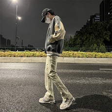 美式高街水洗做旧牛仔裤男女同款ins渐变复古直筒裤潮YD754-P50，男装牛仔裤，电商A178