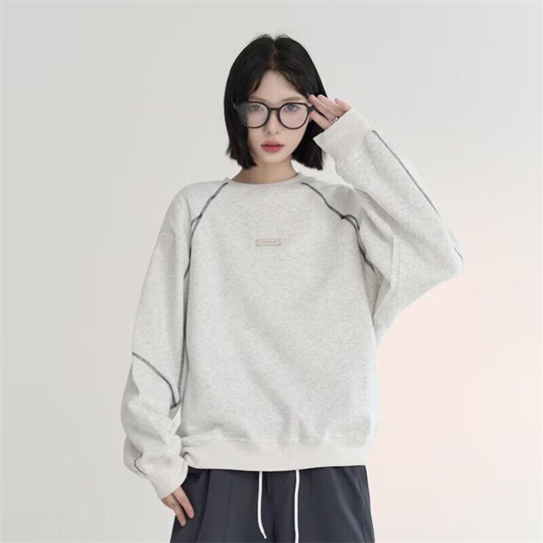 W9521-P60网图现货新款美式高街明线重磅垫肩卫衣运动休闲上衣,男装卫衣,星座1608-2