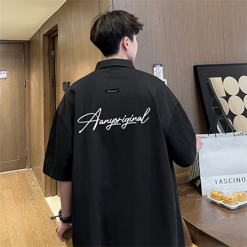 可设48小时支持抖音得物来样二开网眼透气翻领t恤美式短袖POLO衫,男装T恤,电商A486-1
