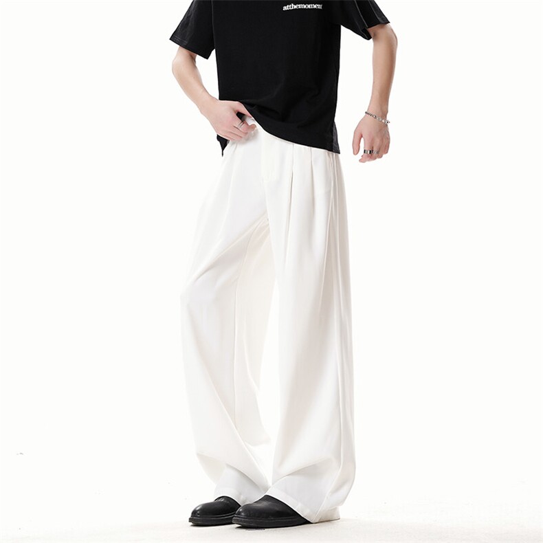 美式高级感褶皱西裤男cleanfit宽松冰丝阔腿垂感休闲裤XK463-P45,男装休闲裤,电商A178