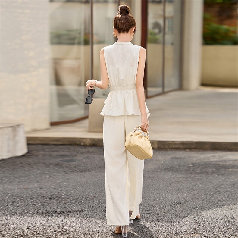 高级感减龄西装马甲阔腿裤两件套女2025夏季新款韩版时尚休闲套装,女装套装/套裙,朵莱米