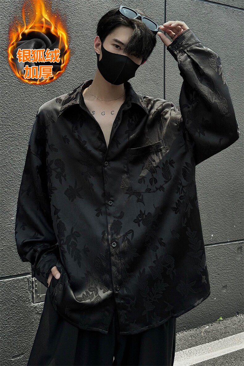 薄款改加绒特批P45无差价冬风高级感保暖衬衣外套男C2540J加绒,男装衬衫,电商A001-1