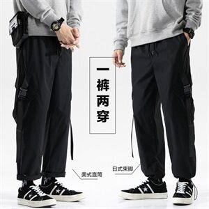 2021秋冬新款日系工装裤男潮百搭休闲九分运动裤 A438图片