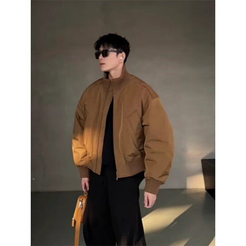 Q19/P66 硬汉美式廓形立领飞行夹克男冬季棒球服情侣短款外套潮图片
