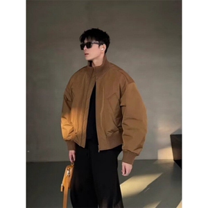 Q19/P66 硬汉美式廓形立领飞行夹克男冬季棒球服情侣短款外套潮图片