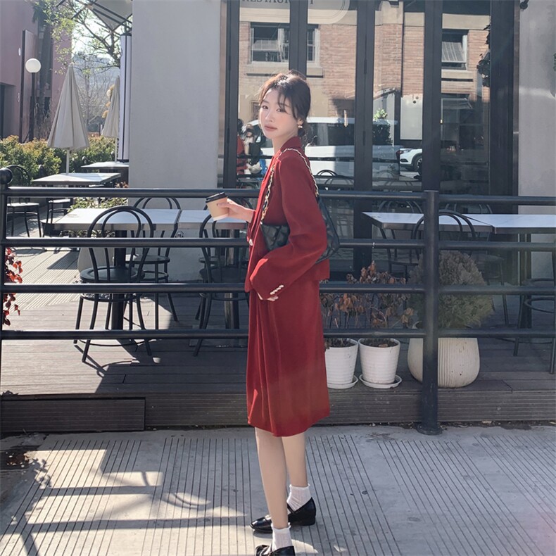 现货春秋季时尚简约大方气质优雅收腰显瘦休闲修身百搭潮流两件套,女装套装/套裙,网红馆