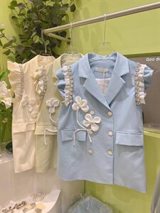 22春装新款重工花朵定钻西装马甲,女装西装,WOOSING