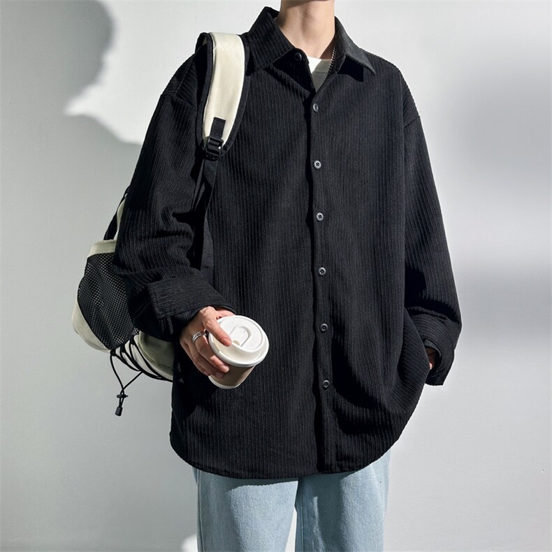 光影墙灯芯绒长袖衬衫男秋季新款衬衣外套休闲上衣服3311-P55,男装衬衫,星座205-1