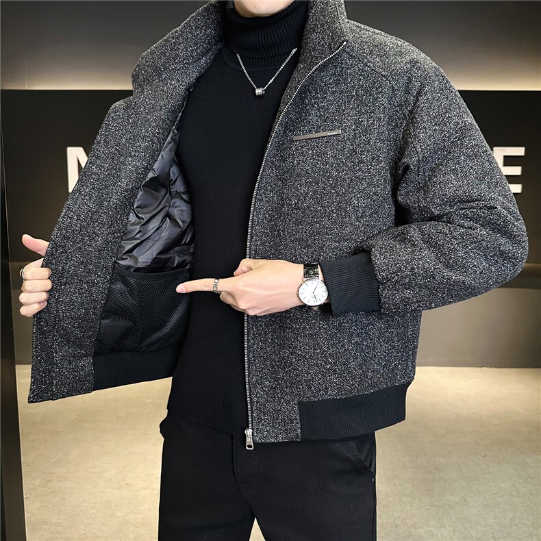 标50绒轻薄立领羽绒服男冬季2025新款毛呢外套A313-6669-P215,男装羽绒服,电商A313