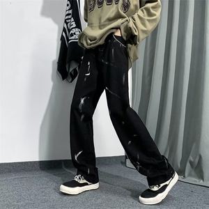 美式ins高街扎染牛仔裤男vintage复古痞帅炸街阔腿拖地裤K532-p45图片