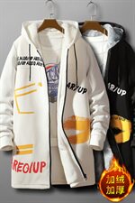 秋冬男士大码加绒加厚大衣连帽外套中长款风衣男QT2026-F10，男装风衣，星座1512