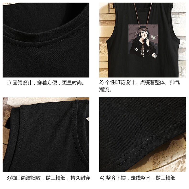 BX25122-P20港风运动汗背心男大码汗衫男无袖T恤男砖墙挂拍,男装T恤,电商A040A