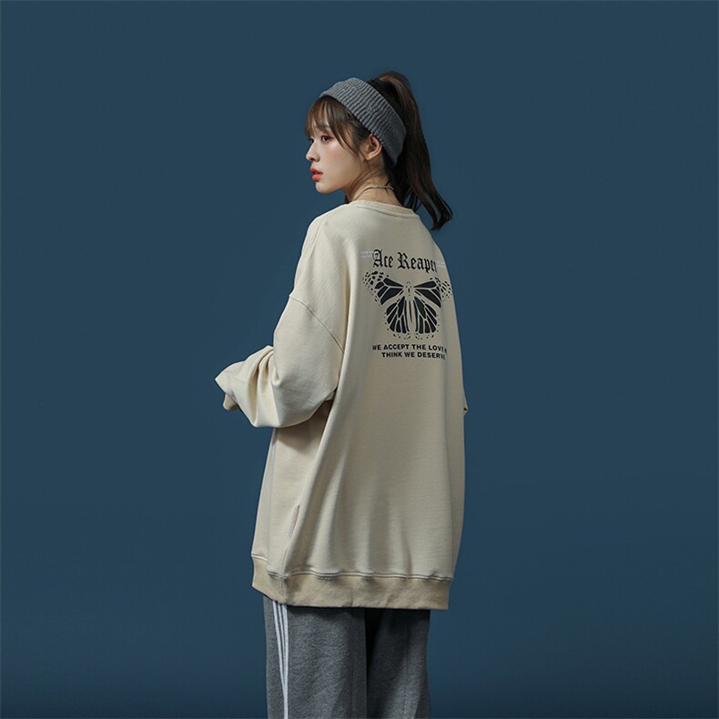 【】A003-HW3128-P50新款蝴蝶印花圆领套头卫衣蒙马特1，男装卫衣，电商A003