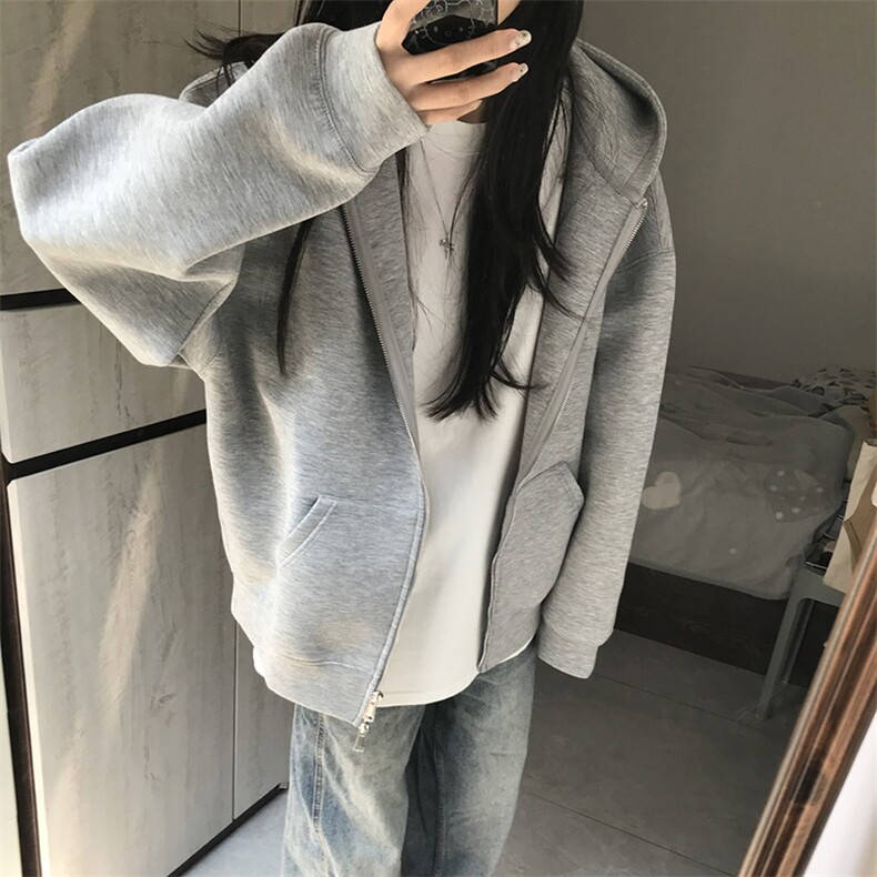 抖音得物高品质二开350克秋冬双头双拉链卫衣开衫外套W74,男装卫衣,电商A486
