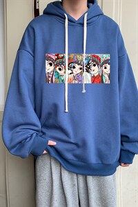 京剧脸谱风纯棉连帽大码运动帽衫宽松薄WY2250-P35加绒款-P40图片
