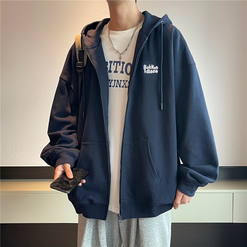 新款连帽长袖小众百搭卫衣男秋季高街复古情侣休闲港风宽松外套,男装卫衣,星座1013