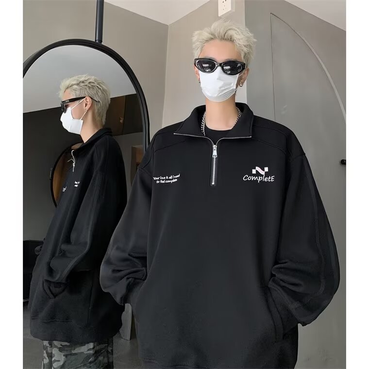 美式重磅半拉链卫衣男秋冬半拉链POLO卫衣男外套网图WY2596-P50,男装卫衣,星座302B-2