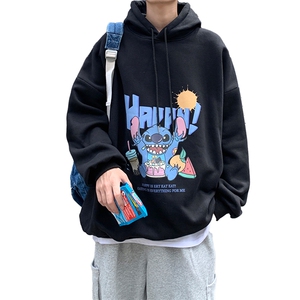 WY2077-P40 纯棉连帽卫衣男大码运动帽衫宽松薄外套男图片