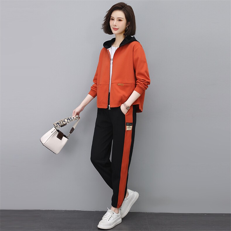 时尚休闲运动套装女春秋季2025新款卫衣卫裤妈妈减龄显瘦两件套潮,女装套装/套裙,依恋蒂丝