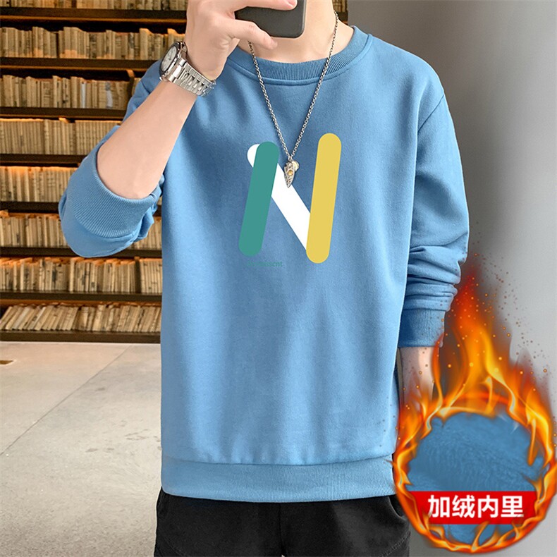 现货热销2026秋冬新款潮流休闲男士大码字母印花加绒卫衣打底,男装T恤,星座1816-2（原1210–2）