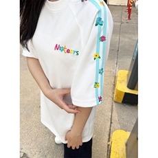 刺绣短袖条纹刺绣工艺潮男女情侣夏季宽松纯棉高级T恤T1227，男装T恤，星座601-1