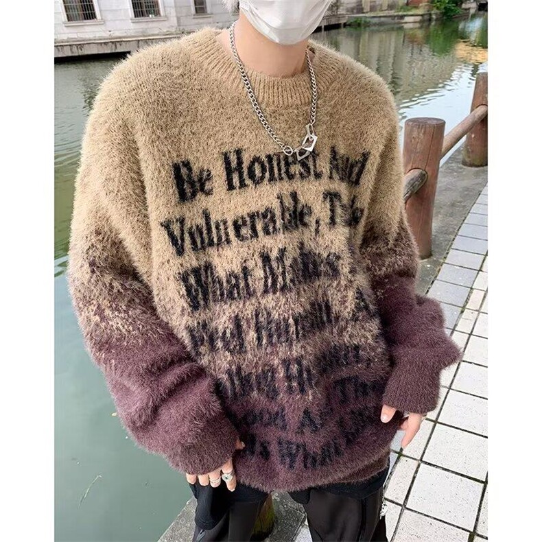 日系毛衣男2025春秋季条纹针织衫港风宽松情侣线衣外套EA008-P65,男装针织衫/毛衣,星座911-3