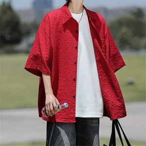 8XL-M泡泡纱盐缩肌理短袖衬衫男夏季冰丝外套防晒衬衣DC28011P36图片