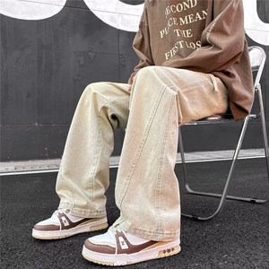 美式复古潮牌宽松百搭长裤男高街vibe微喇直筒休闲裤 K7613-P40图片