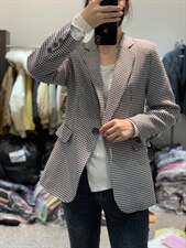 千鸟格子小西装外套女炸街设计感廓肩西服，女装西装，L·H·X