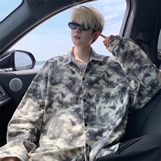 衬衫男秋季新款港风宽松大码灯芯绒扎染长袖衬衫CS8108-P42，男装衬衫，星座214-3