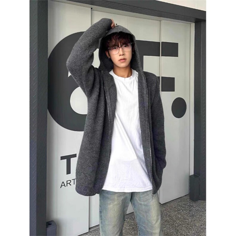 1506A/GL1080/P62冬季加厚针织开衫外套男设计拉链连帽毛衣慵懒,男装针织衫/毛衣,星座1506A