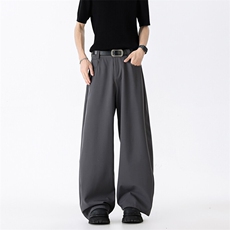 GENIOLAMODE冰丝垂感休闲西装裤子男士夏季薄款宽松直筒百搭阔腿，男装西裤，星座308B-1