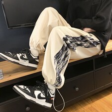 2024春新款港风元素拼接抽绳束脚休闲运动裤KZ02-P55控79,男装休闲裤,星座914-3
