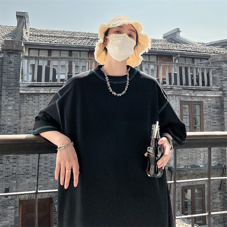 撞色踩线纯色T恤短袖五分半袖打底衫XT08-P35控48,男装T恤,星座216(原A116)