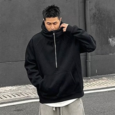 美式宽松半拉链上衣重磅结构感连帽卫衣男W75/P55，男装卫衣，星座205-3