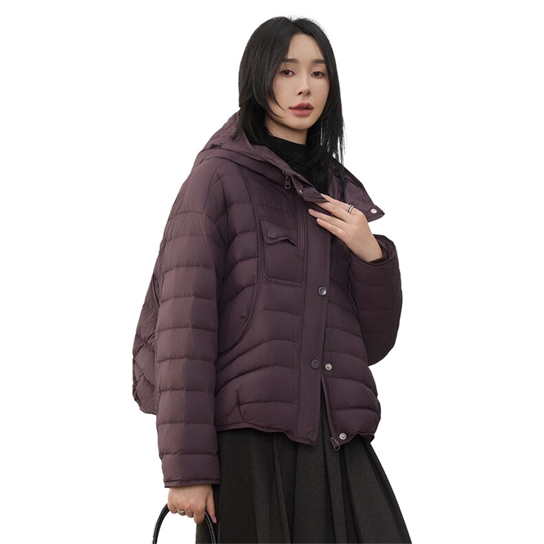 现货2025年冬季90白鸭绒休闲风常规保暖有帽不可拆,女装羽绒服,阳光伊恋